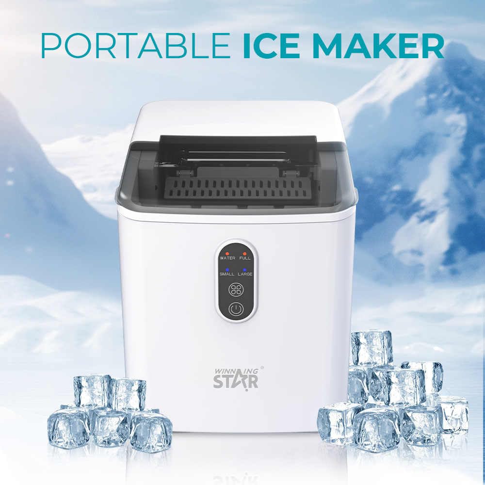 Winning Star Portable Ice Maker 12KG/24H Output, 130W, 1.2L Water Tank, Compact Design - View 2
