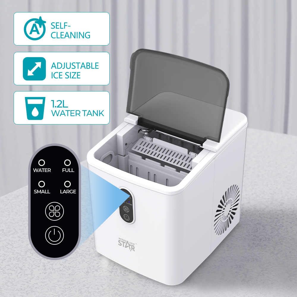 Winning Star Portable Ice Maker 12KG/24H Output, 130W, 1.2L Water Tank, Compact Design - View 3
