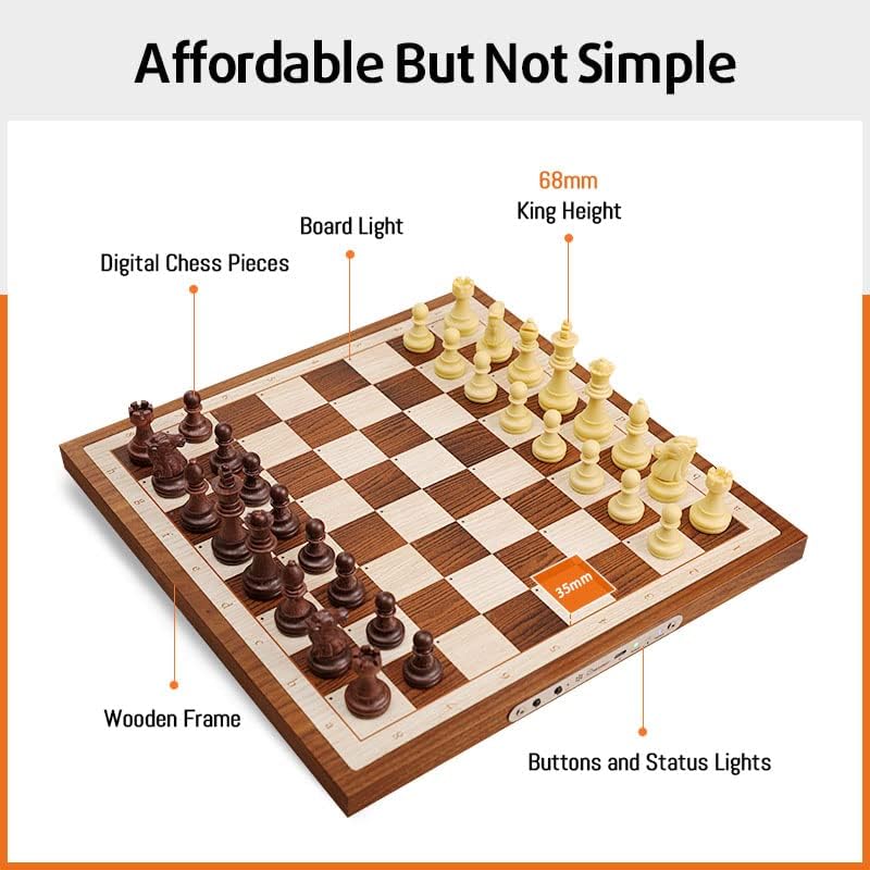 Chessnut Air Electronic Chess Set, A magnificently Handcrafted Wooden Chess Board with Extra Queens,LEDs, AI Adaptive Electronic Chess Set Game and App with Computer Chess Board - View 2