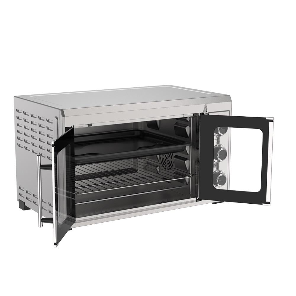 Winning Star Electric Oven, 45L Capacity, French Glass Door, Baking Tray, Pizza Tray, Rotating Grill, Interior Lighting, 2000W, Silver, St-9850 - View 3
