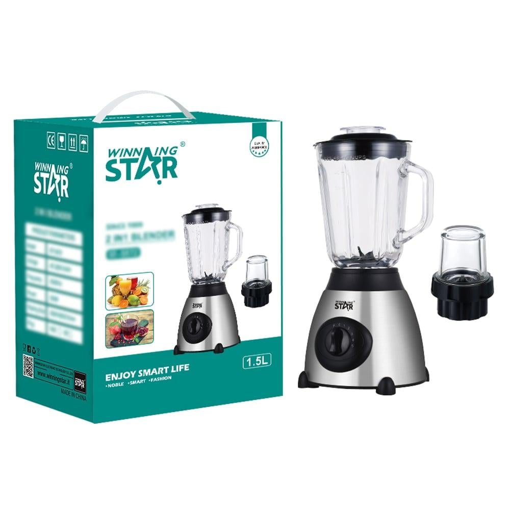 Winning Star Blender, 1.5L Capacity, Extra Grinder, Multi-Function, Multi-Speed, Steel Blades, 350W, Black Silver, St-5572 - View 2