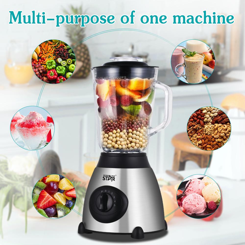 Winning Star Blender, 1.5L Capacity, Extra Grinder, Multi-Function, Multi-Speed, Steel Blades, 350W, Black Silver, St-5572 - View 3