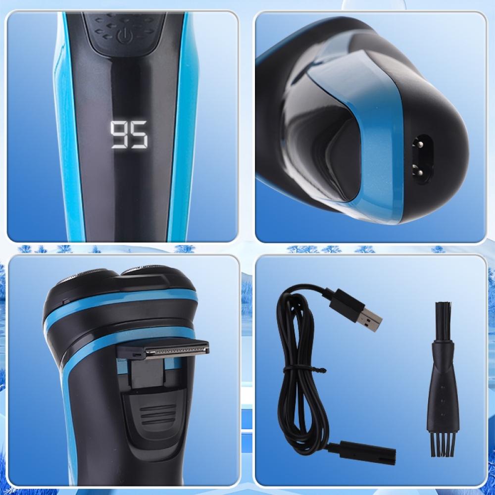 Winning Star Beard Trimmer, 3 Rotating Heads, Travel Lock & Pop-Up Trim, Charging & Cleaning Alert, Waterproof, 90 Minutes Runtime, 8 Watts, Black Blue, St-5680 - View 6