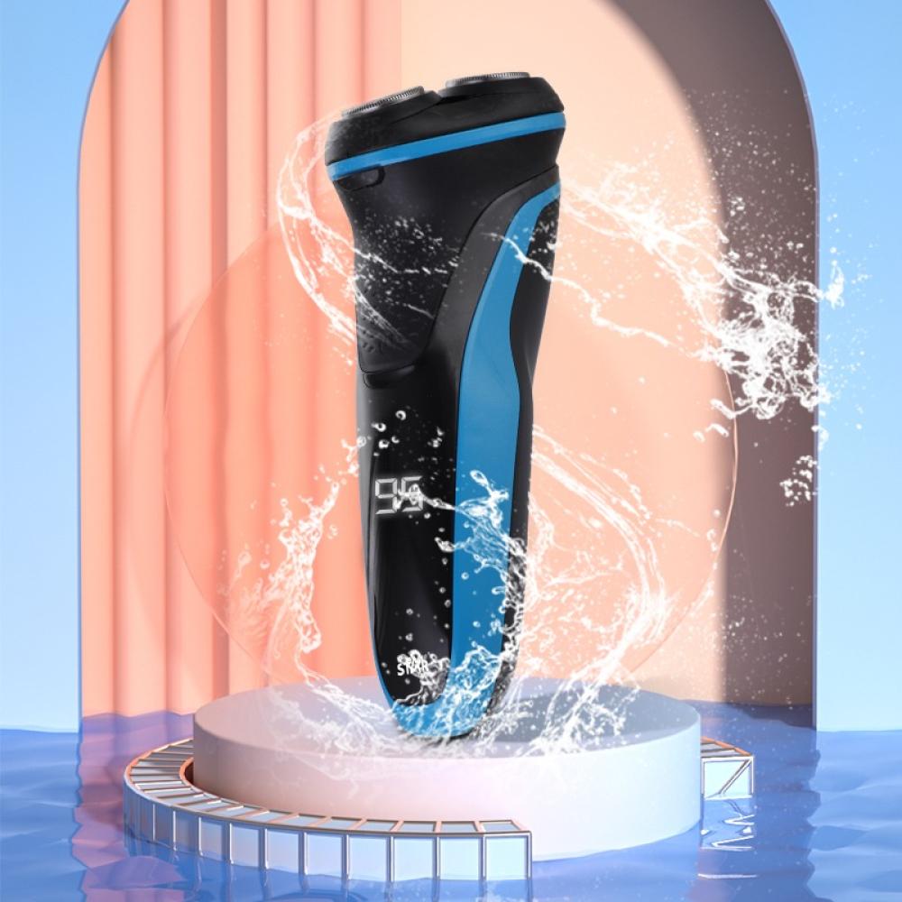Winning Star Beard Trimmer, 3 Rotating Heads, Travel Lock & Pop-Up Trim, Charging & Cleaning Alert, Waterproof, 90 Minutes Runtime, 8 Watts, Black Blue, St-5680 - View 9
