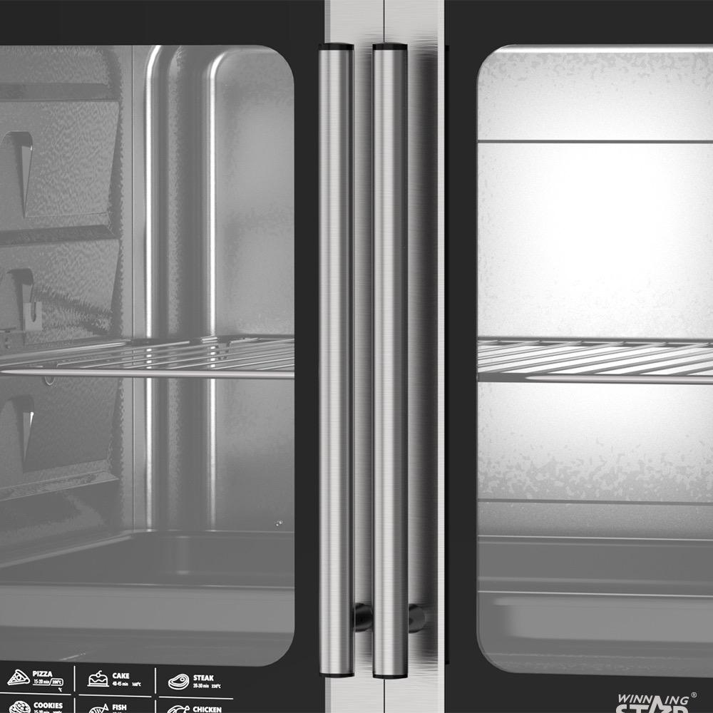 Winning Star Electric Oven, 100L Capacity, French Glass Door, Baking Tray, Pizza Tray, Rotating Grill, Interior Lighting, 2800W, Silver, St-9852 - View 6