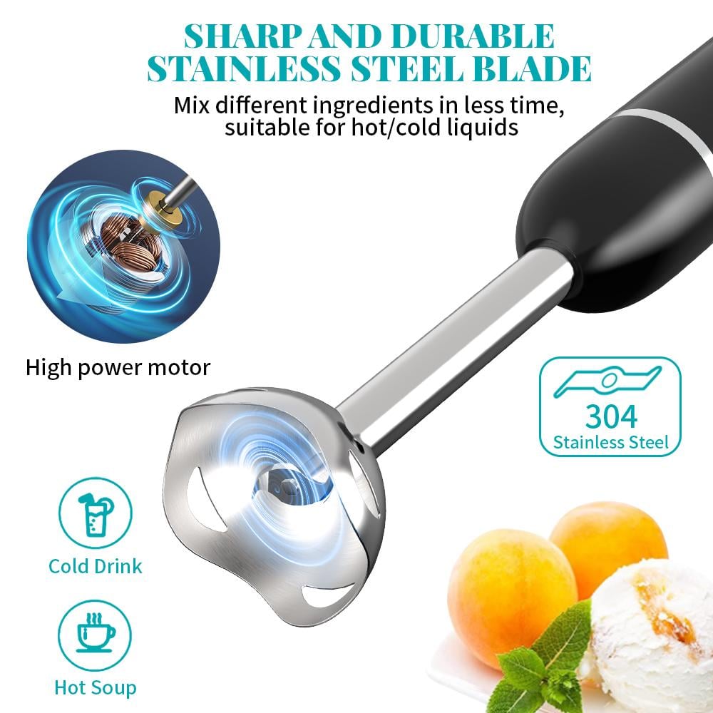 Winning Star Hand Blender, 2 In 1 Mixing And Mashing, Steel Blades, 2 Speeds, 400 Watts, Black, St-5553 - View 6