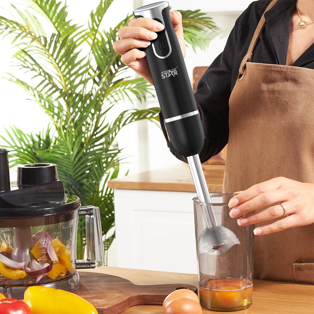 Winning Star Hand Blender, 2 In 1 Mixing And Mashing, Steel Blades, 2 Speeds, 400 Watts, Black, St-5553 - View 8