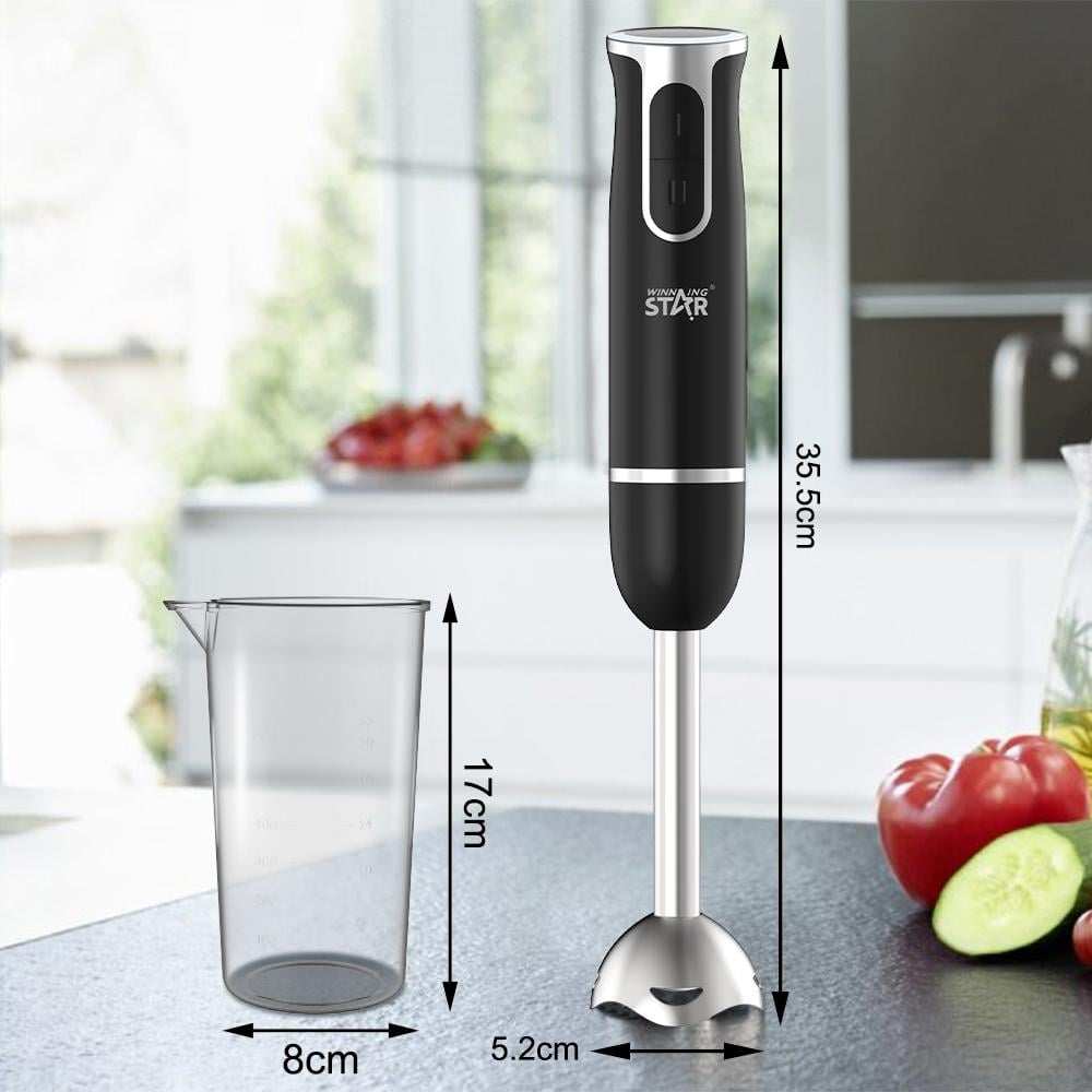 Winning Star Hand Blender, 2 In 1 Mixing And Mashing, Steel Blades, 2 Speeds, 400 Watts, Black, St-5553 - View 9