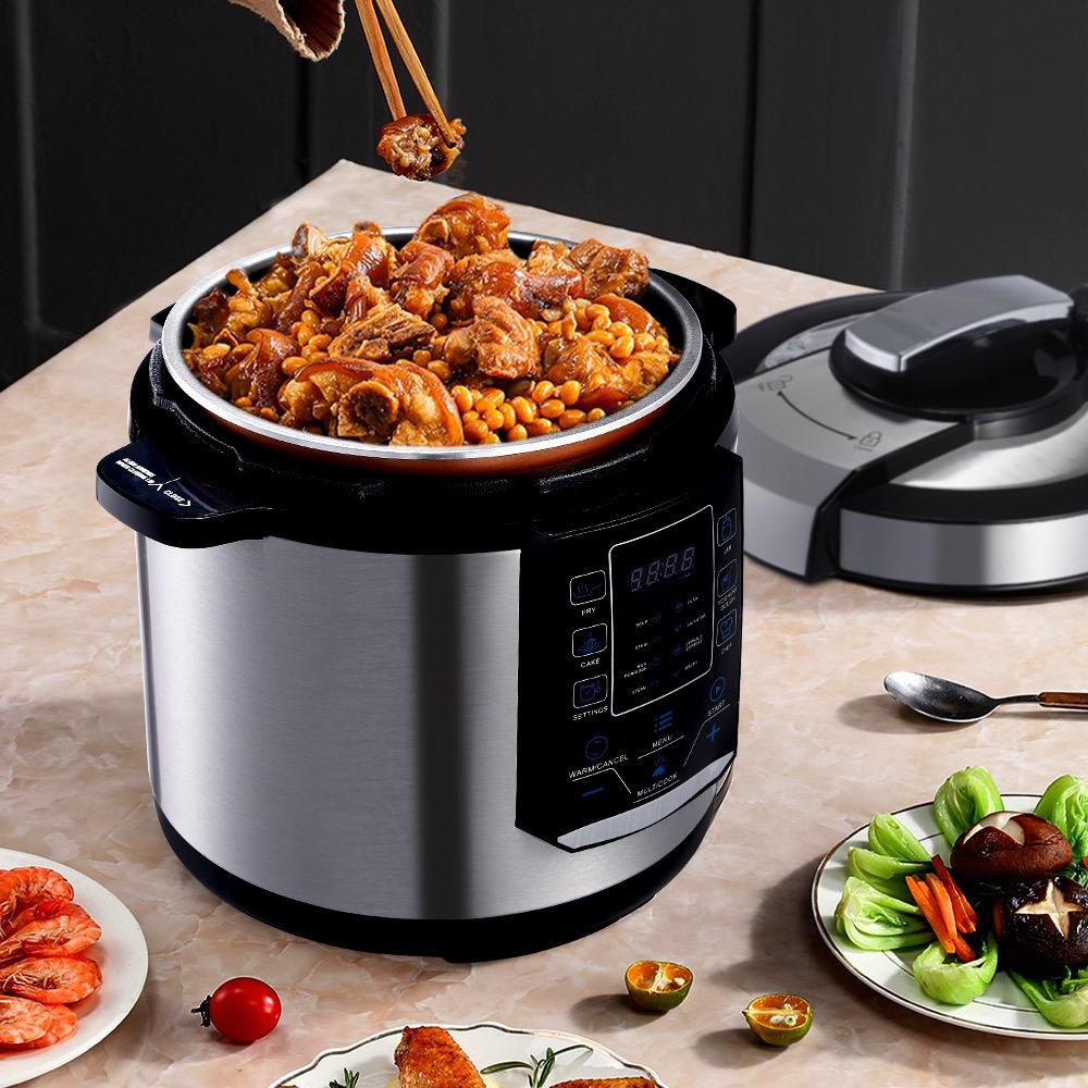 Winning Star Pressure Cooker, 6L Capacity, Digital, 14 Functions, Measuring Spoon And Cup Attachments, Stainless Steel, 1000W, Black Silver, St-9303 - View 3