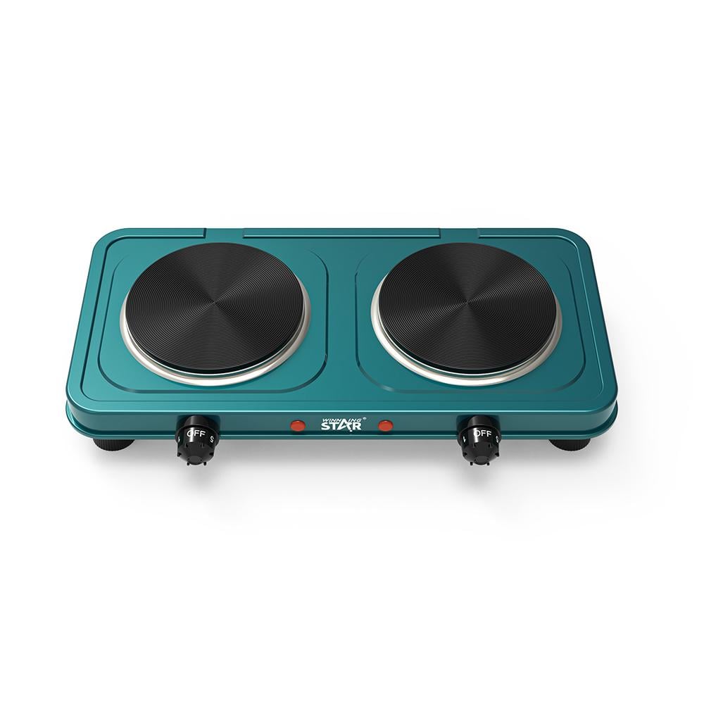 Winning Star Electric Hob, 2 Burners, 5 Levels, Timer, Overheat Protection, 1000 Watts, Turquoise, St-9638 - View 2