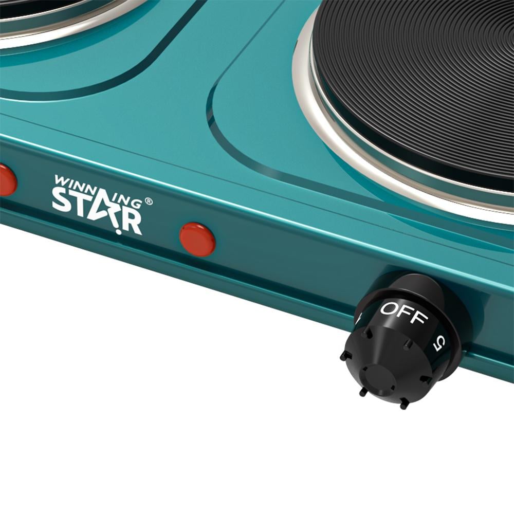 Winning Star Electric Hob, 2 Burners, 5 Levels, Timer, Overheat Protection, 1000 Watts, Turquoise, St-9638 - View 4