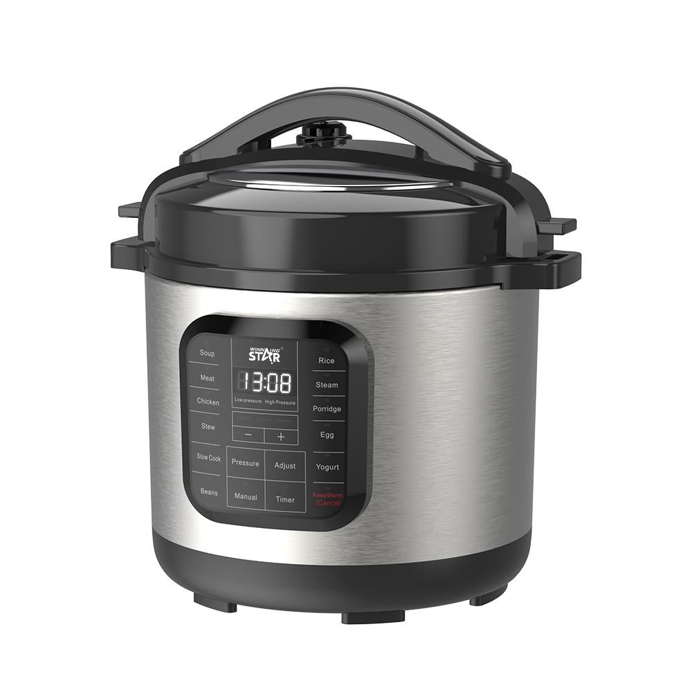 Winning Star, Pressure Cooker, 8 Liter Capacity, Digital, 14 Functions, Measuring Spoon And Cup Attachments, Stainless Steel, 1300 Watts, Black Silver, M/St-9314 - View 2