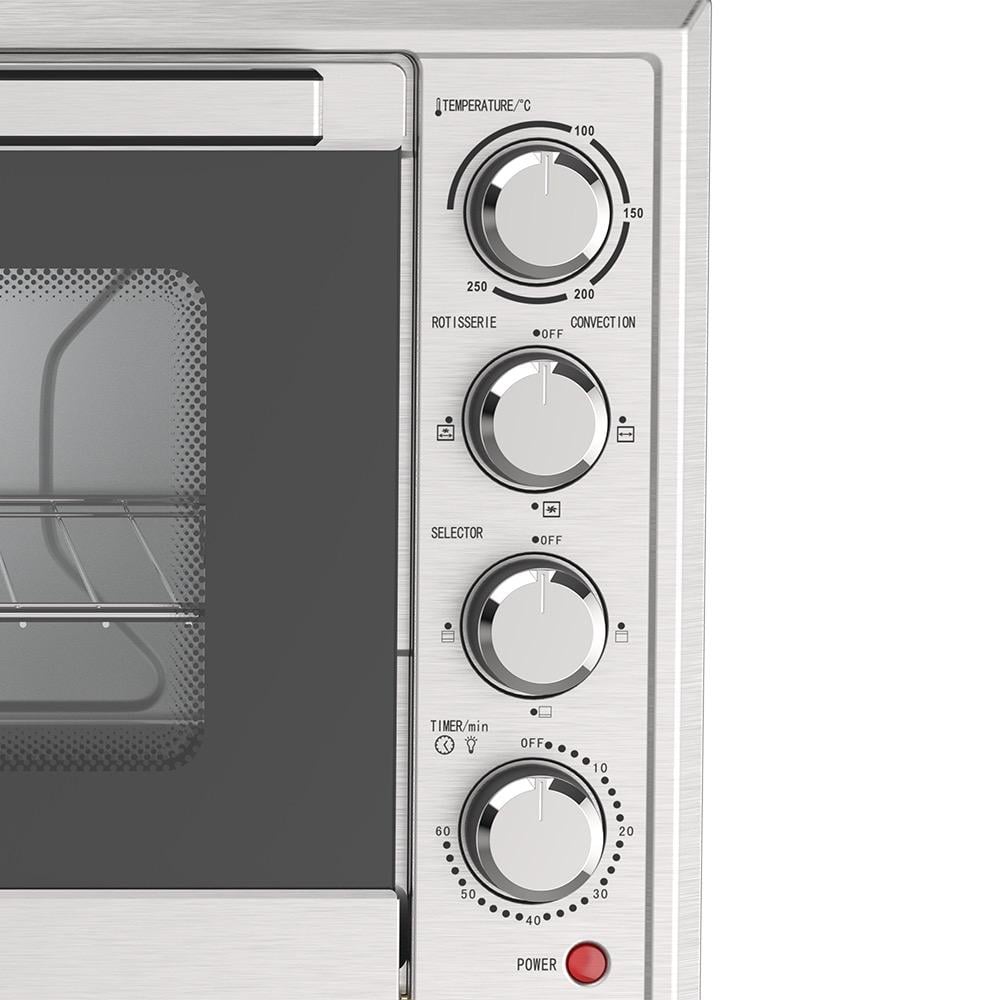 Winning Star Electric Oven, 60L Capacity, Baking Tray, Pizza Tray, Rotating Grill, 2000W, Silver, St-9855 - View 3