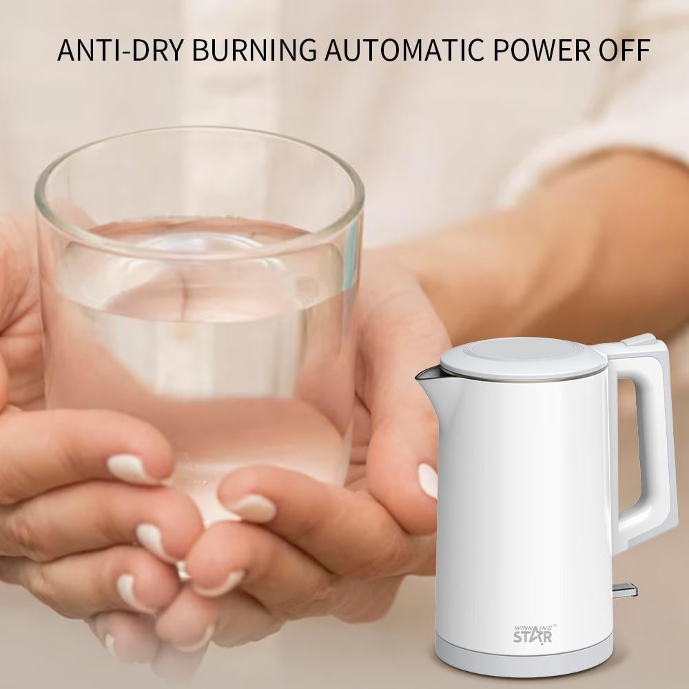 Winning Star Electric Kettle, 1.7L, Waterless Start Protection, Double Wall, 1500W, White, St6023 - View 4