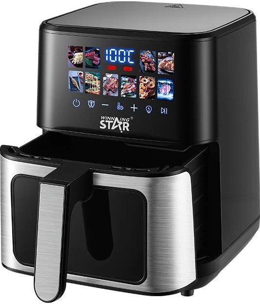 Winning Star St-9696 Air Fryer, 1400W, 4.5L, 10 Programs, Digital Display - Black Silver - View 2