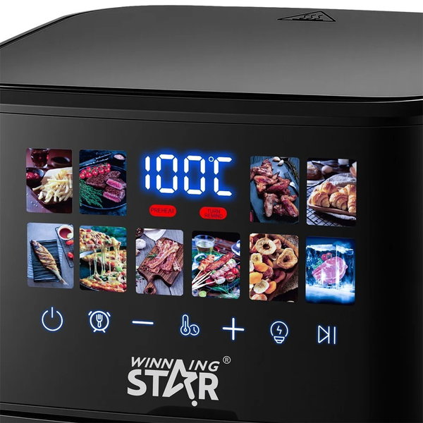Winning Star St-9696 Air Fryer, 1400W, 4.5L, 10 Programs, Digital Display - Black Silver - View 3