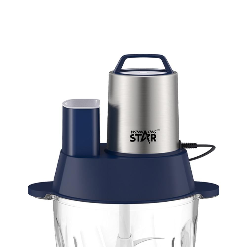 Winning Star Food Chopper, 3L Capacity, Durable Plastic Bowl, 4 Stainless Steel Blades, Multi-Function, 300W, Blue, St-5580 - View 2