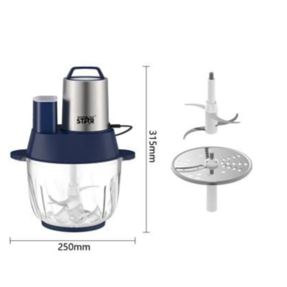 Winning Star Food Chopper, 3L Capacity, Durable Plastic Bowl, 4 Stainless Steel Blades, Multi-Function, 300W, Blue, St-5580 - View 4