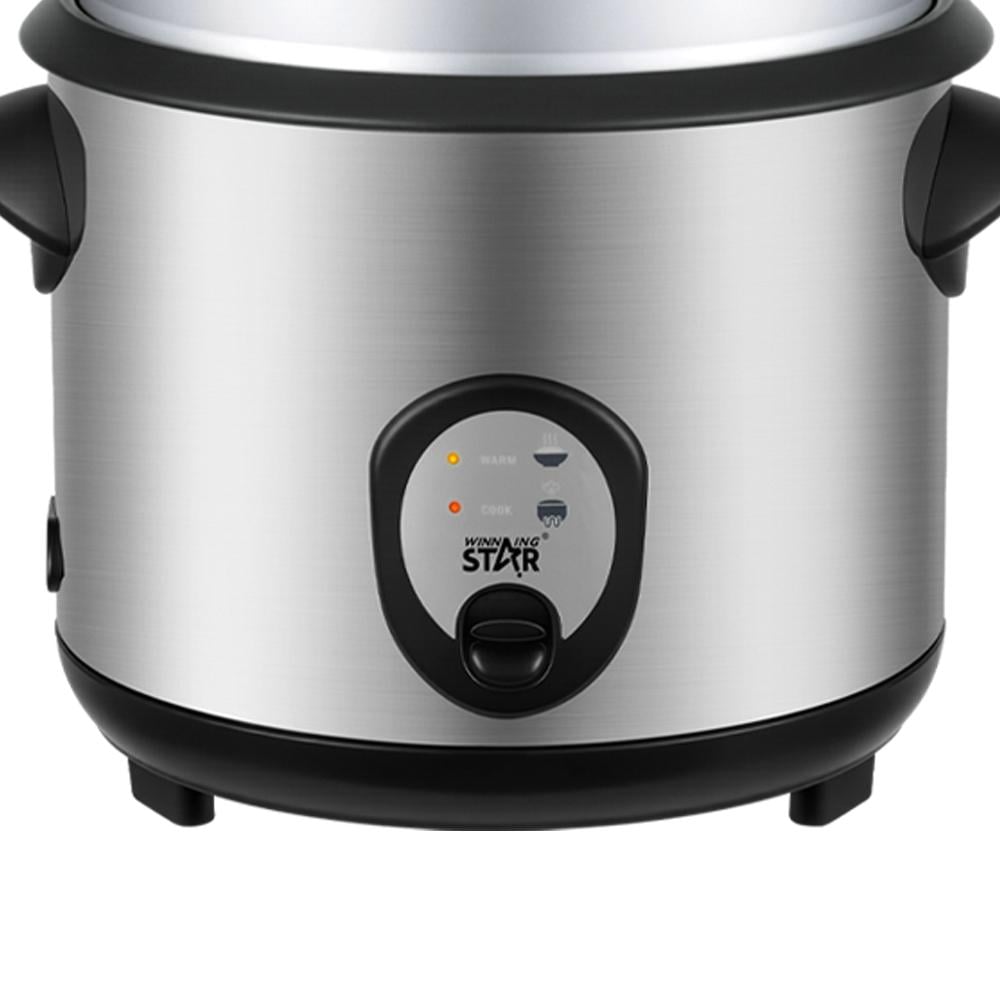 Winning Star Rice Cooker, 2.2L Capacity, Steam Cooking, Removable Steam Tray, Non-Stick, 900W, Silver, St-9352 - View 6