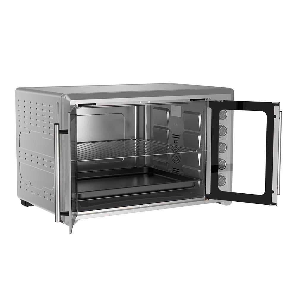Winning Star Electric Oven, 120L Capacity, French Glass Door, Baking Tray, Pizza Tray, Rotating Grill, Interior Lighting, 2800W, Silver, St-9853 - View 4