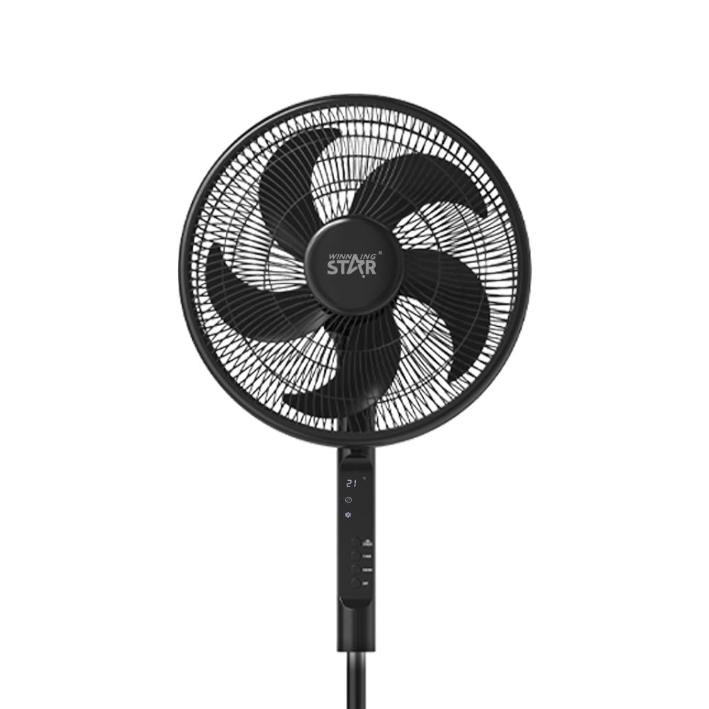 Winning Star Stand Fan, 3 Speeds, 5 Blades, 16 Inch, Remote Control, Digital Screen, 55 Watts, Black, St-4204 - View 2