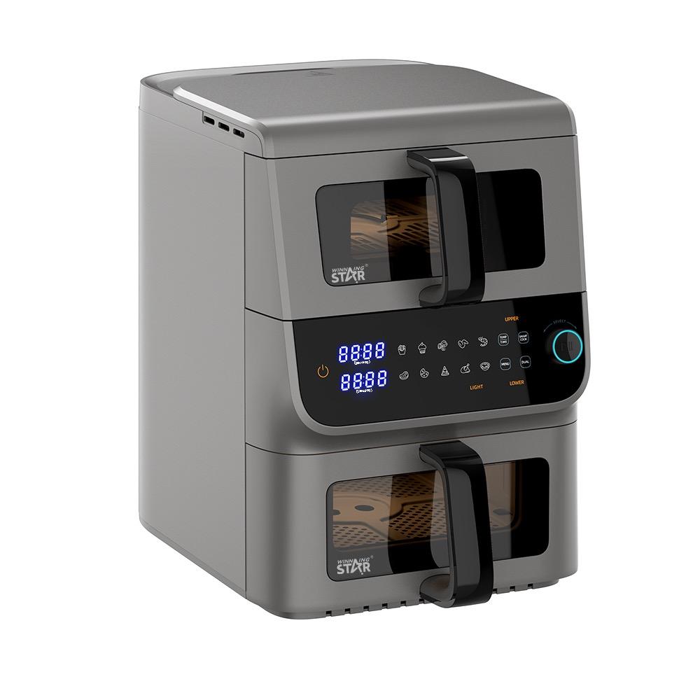 Winning Star, 2 In 1 Air Fryer, 6.5L + 3.5L Capacity, Digital, Non-Stick Food Basket, Non-Slip Feet, 2500W, Silver, M/St-9693 - View 2