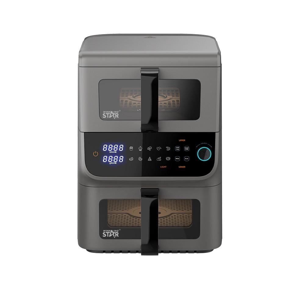 Winning Star, 2 In 1 Air Fryer, 6.5L + 3.5L Capacity, Digital, Non-Stick Food Basket, Non-Slip Feet, 2500W, Silver, M/St-9693 - View 3