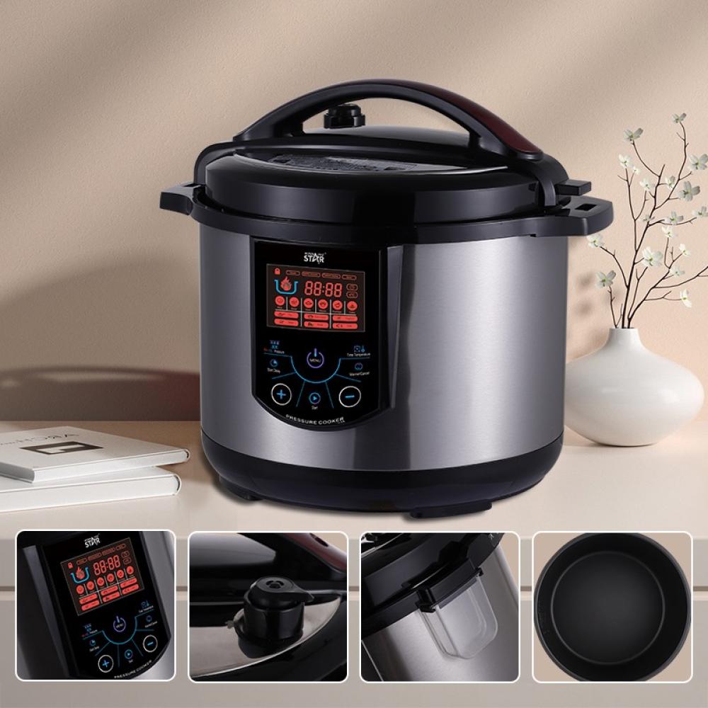 Winning Star, Pressure Cooker, 10 Liter Capacity, Digital, 14 Functions, Measuring Spoon And Cup Accessories, Stainless Steel, 1350 Watts, Black Silver, M/St-9336 - View 4