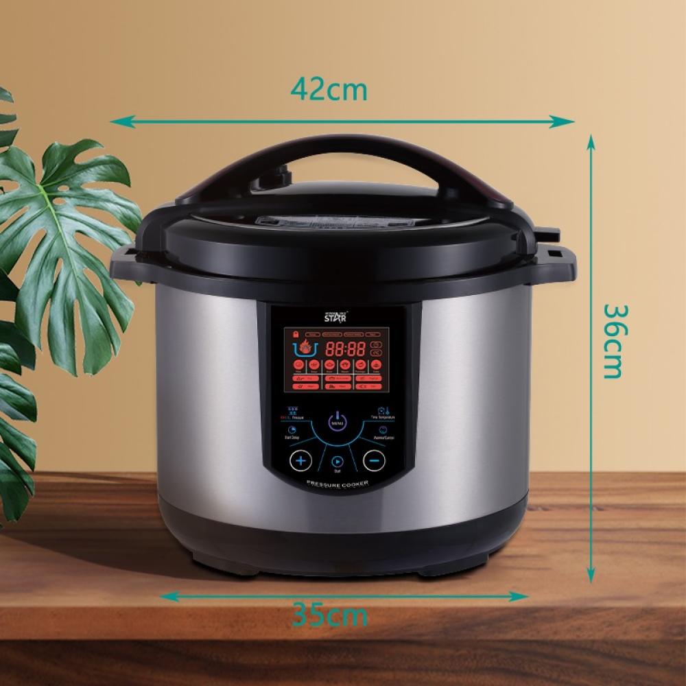 Winning Star, Pressure Cooker, 10 Liter Capacity, Digital, 14 Functions, Measuring Spoon And Cup Accessories, Stainless Steel, 1350 Watts, Black Silver, M/St-9336 - View 5
