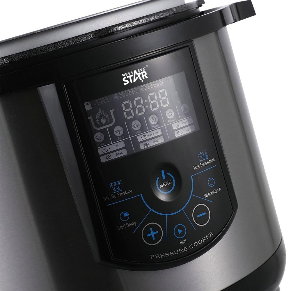 Winning Star, Pressure Cooker, 10 Liter Capacity, Digital, 14 Functions, Measuring Spoon And Cup Accessories, Stainless Steel, 1350 Watts, Black Silver, M/St-9336 - View 8