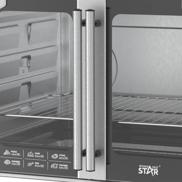 Winning Star ST-9851 Electric Oven, 75 Liters, 2800 Watts, Glass Door, Rotisserie - Silver - View 4