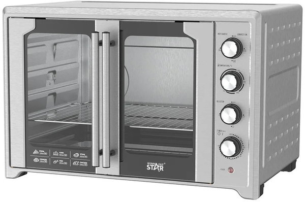 Winning Star ST-9851 Electric Oven, 75 Liters, 2800 Watts, Glass Door, Rotisserie - Silver - View 6