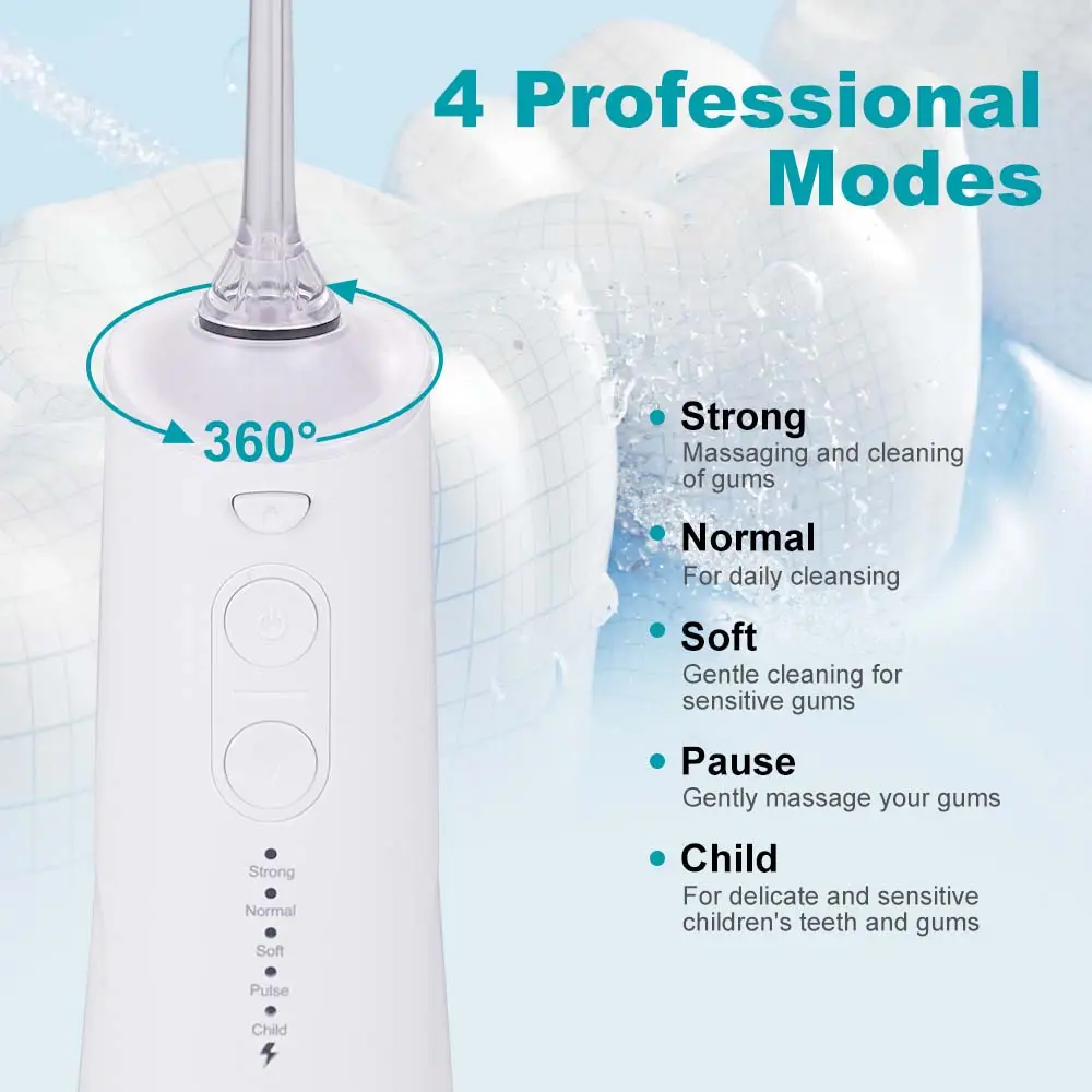Winning Star Waterfloss 300ml IPX7 Waterproof Flosser with 360-Degree Rotating Nozzle - View 2