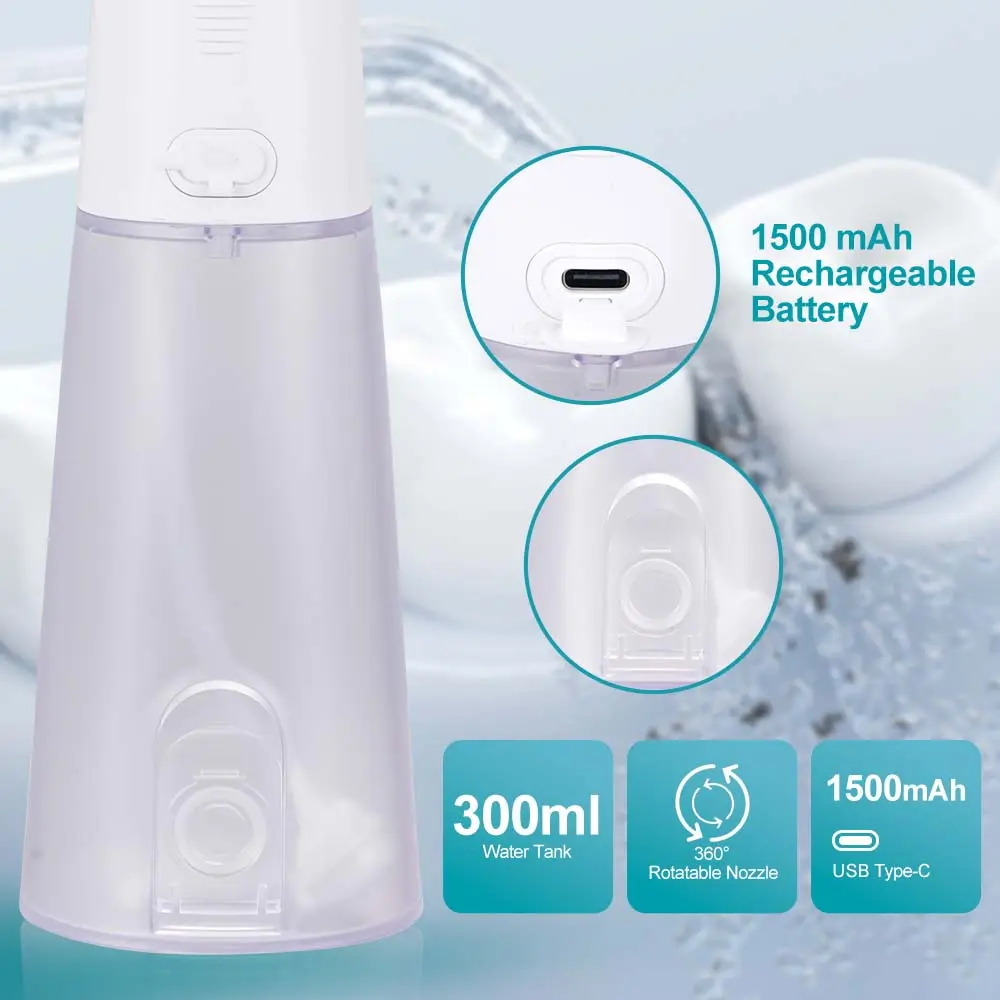 Winning Star Waterfloss 300ml IPX7 Waterproof Flosser with 360-Degree Rotating Nozzle - View 4