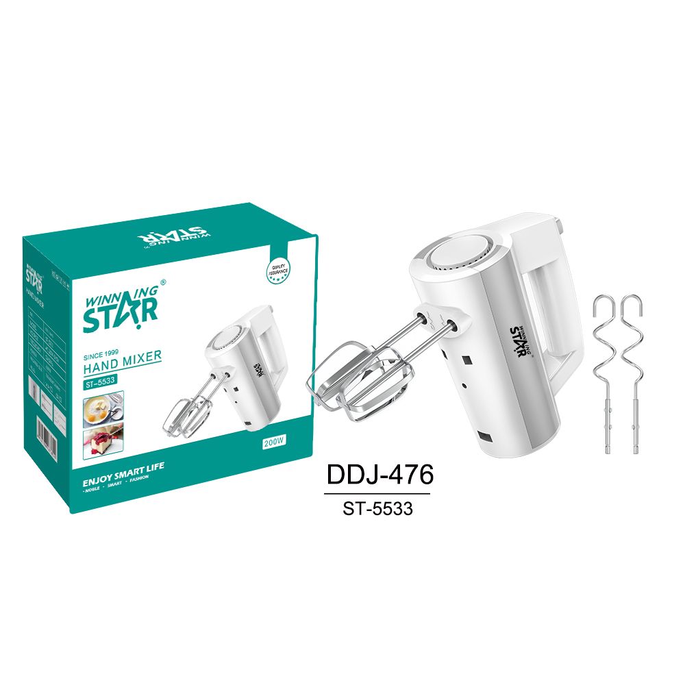 Winning Star Hand Mixer White 200W 5 Speed with Attachments - View 5