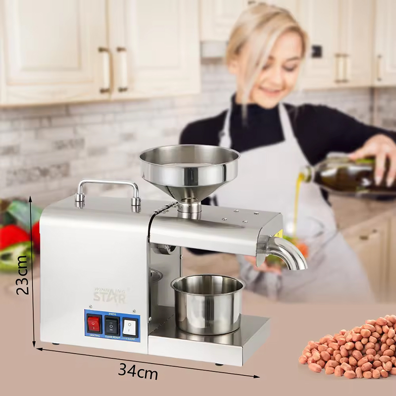Winning Star Multifunctional Stainless Steel Electric Oil Press Machine Hot/ Cold Press Oil Extractor 820W - View 2