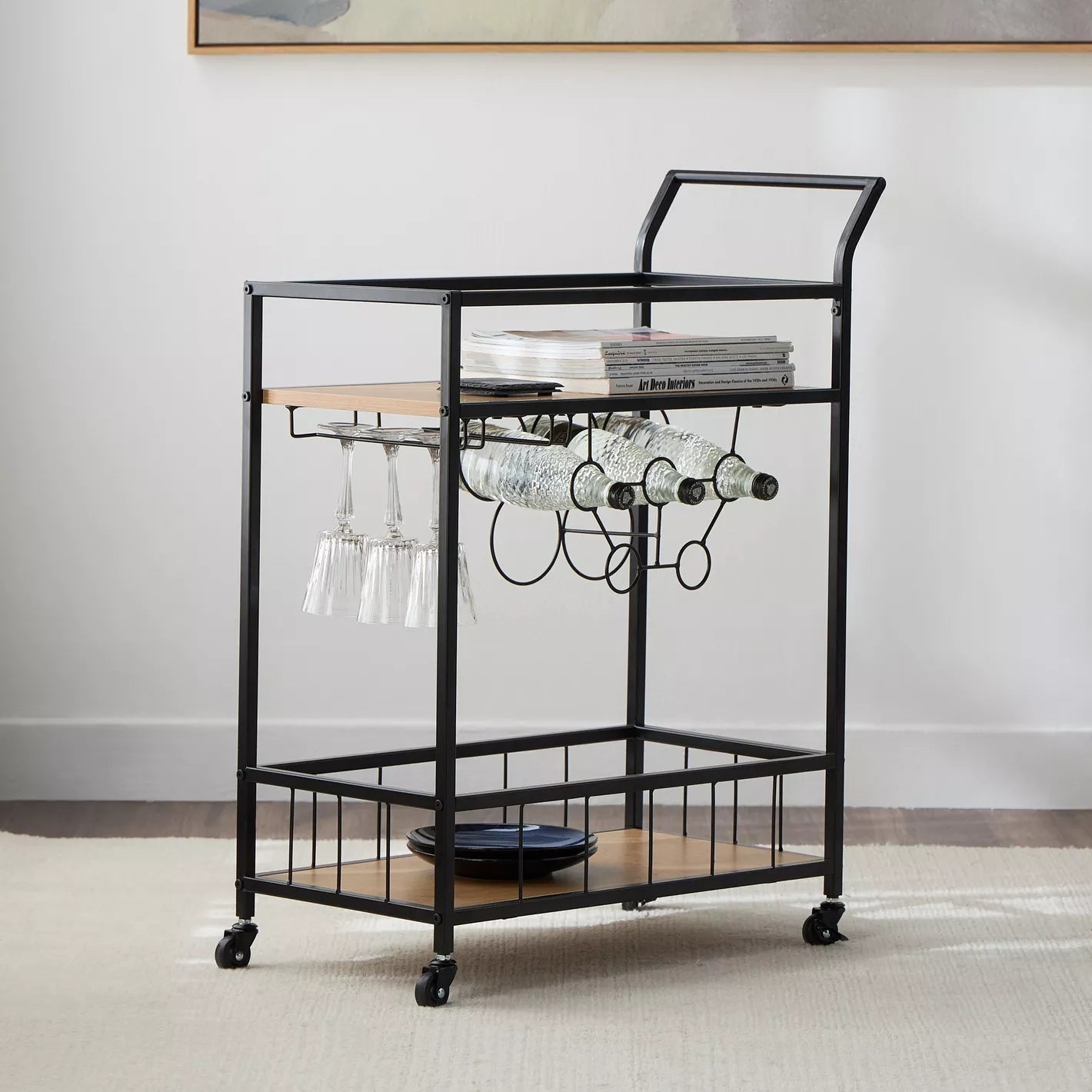 Order Elegant Serving Trolley With Two Shelves For Drinks And Glassware ...