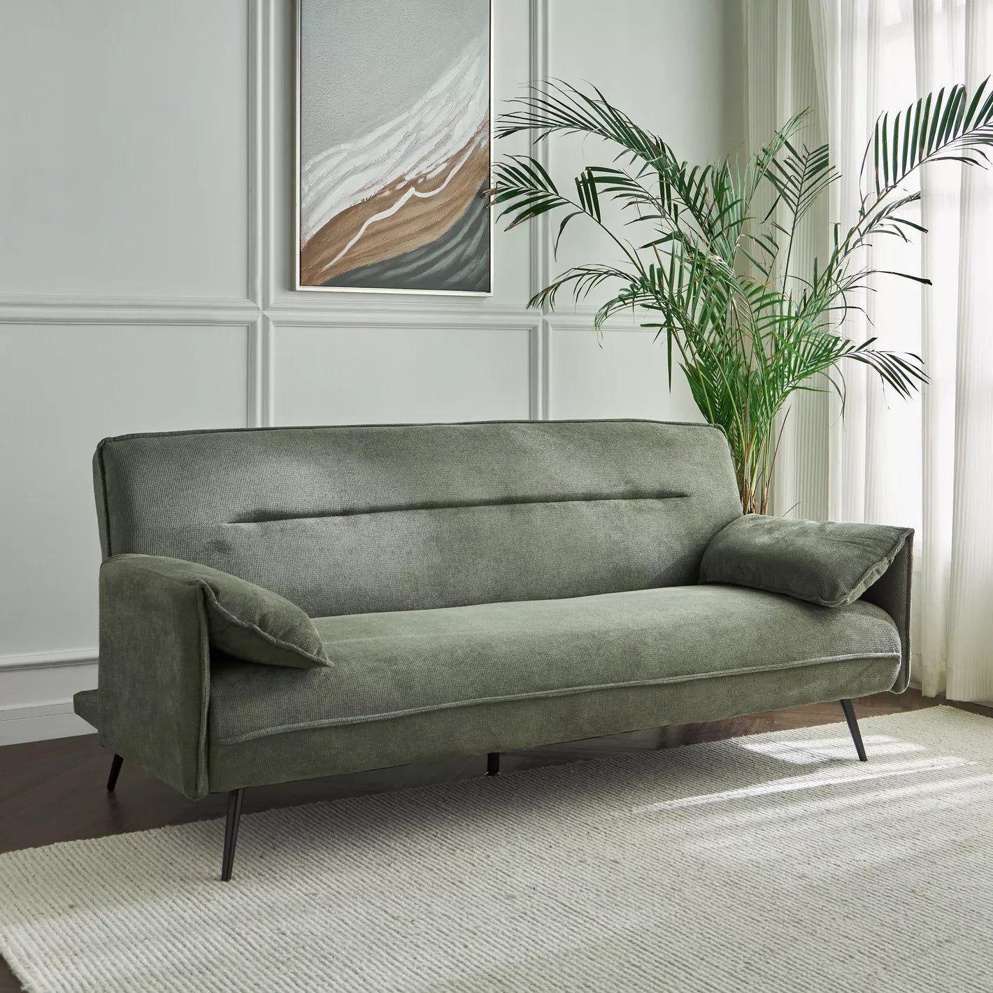 Order Elegant 3-Seater Fabric Sofa Bed for Modern Living Spaces - Green ...