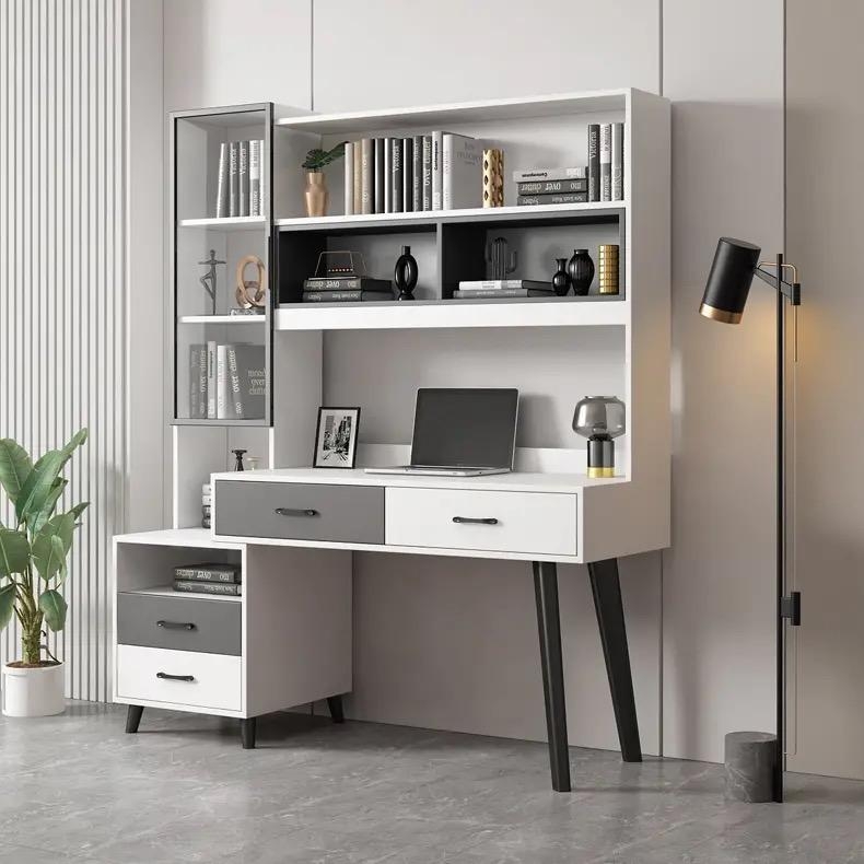 Order Wood Study Desk Table with Hutch Storage Shelves and Drawers Home ...