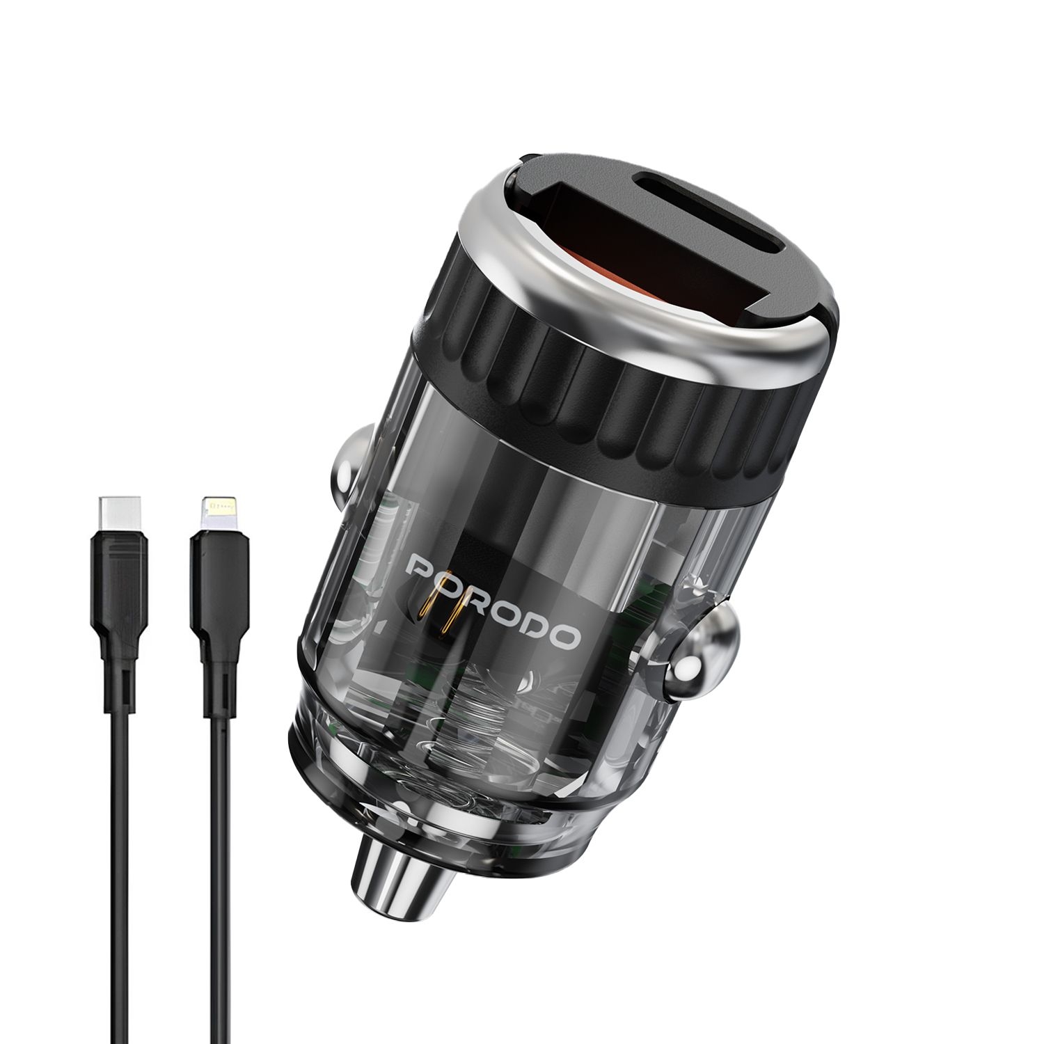 Order Porodo Dual Port Transparent Car Charger With Pull Ring Handle ...