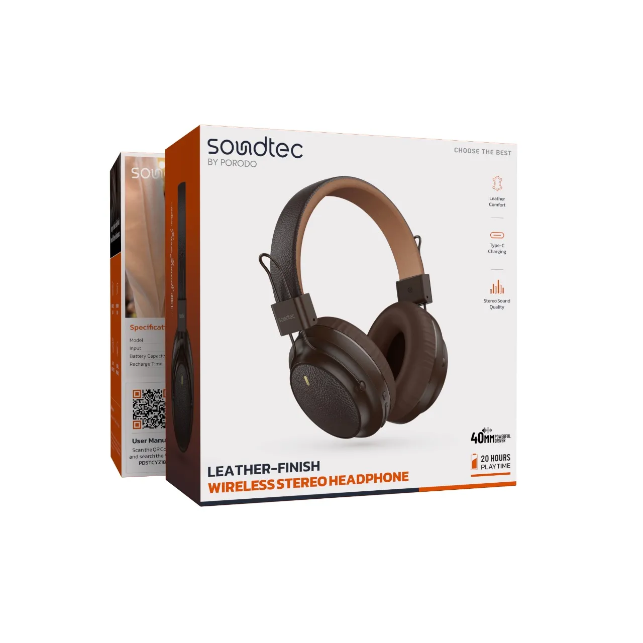 Order Porodo Soundtec 400Mah Bluetooth Headphone With Leather Finish ...
