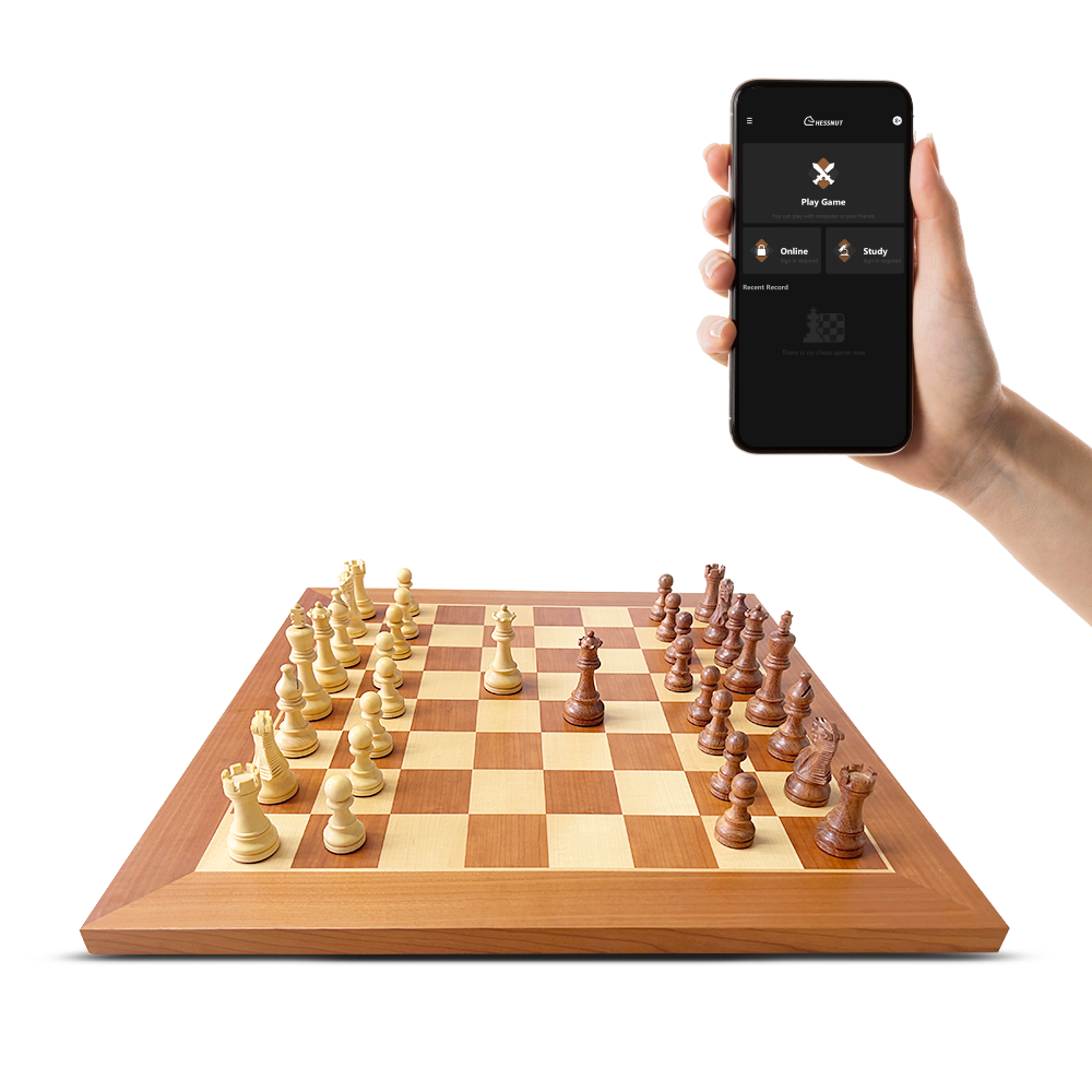 Chessnut Pro Full sized wooden Electronic Chess Set with Regular chess pieces