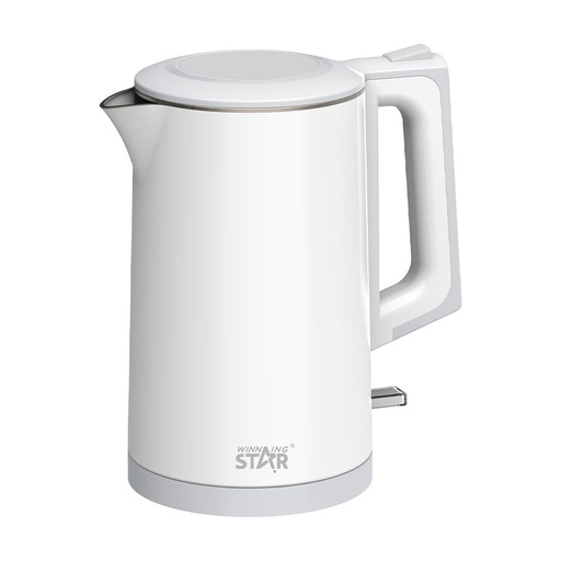 Winning Star Electric Kettle, 1.7L, Waterless Start Protection, Double Wall, 1500W, White, St6023