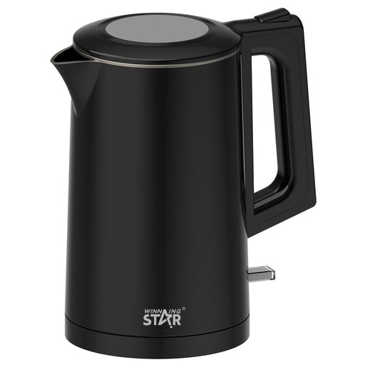 Winning Star Electric Kettle, 1.7L, Waterless Start Protection, Double Wall, 1500W, Black, St-6023