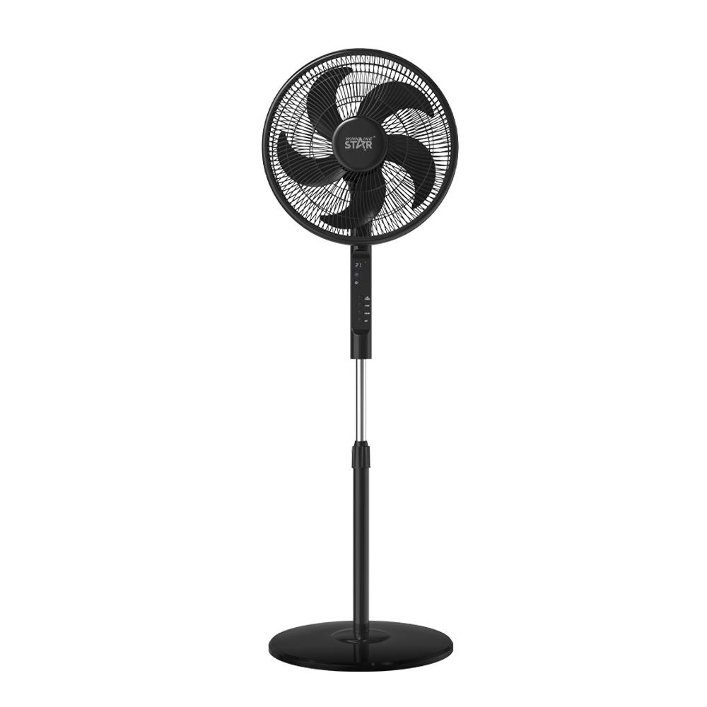 Winning Star Stand Fan, 3 Speeds, 5 Blades, 16 Inch, Remote Control, Digital Screen, 55 Watts, Black, St-4204 - View 1