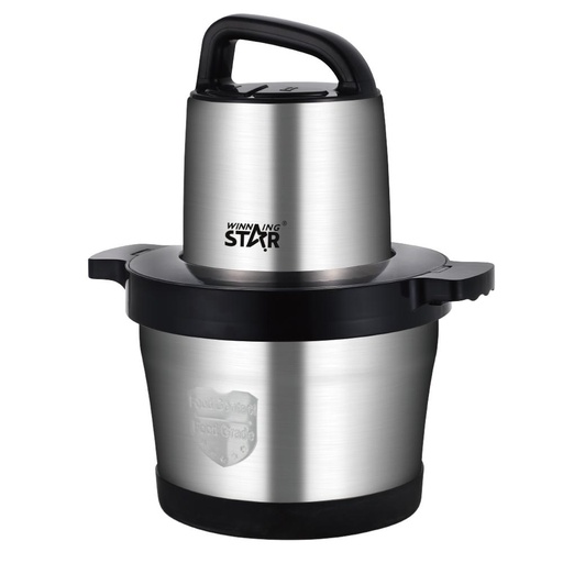 Winning Star Food Chopper, 6L Capacity, Stainless Steel Bowl, Quad Blades, 1000W, Black Silver, St-5560