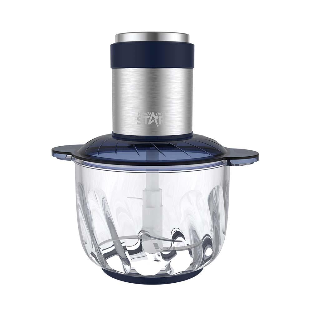 Winning Star Food Chopper, 3L Capacity, Glass Bowl, 4 Stainless Steel Blades, Multi-Function, Non-Slip Base, 300W, Blue, St-5582 - View 1
