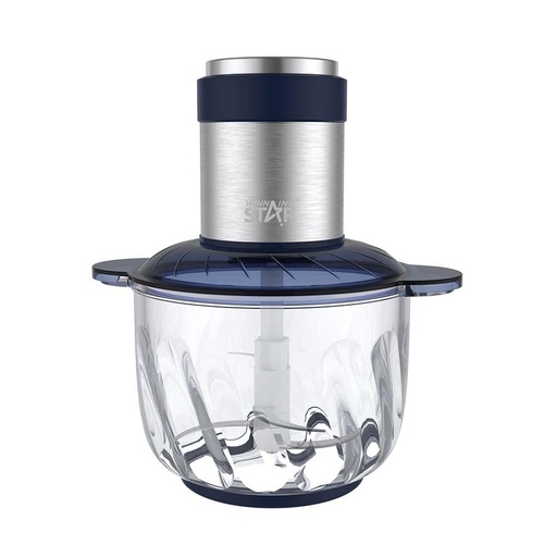 Winning Star Food Chopper, 3L Capacity, Glass Bowl, 4 Stainless Steel Blades, Multi-Function, Non-Slip Base, 300W, Blue, St-5582