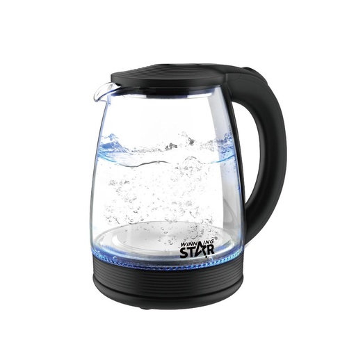 Winning Star Electric Glass Kettle, 1.8L Capacity, Waterless Start Protection, 1500W, Black, St-6042
