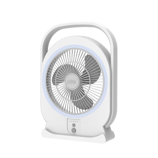 Winning Star Table Fan, 8 Inch, Triple Blade, Rechargeable, 3 Speeds, 2 X 2000Mah Lithium Batteries, 6 Watts, White, St-4064